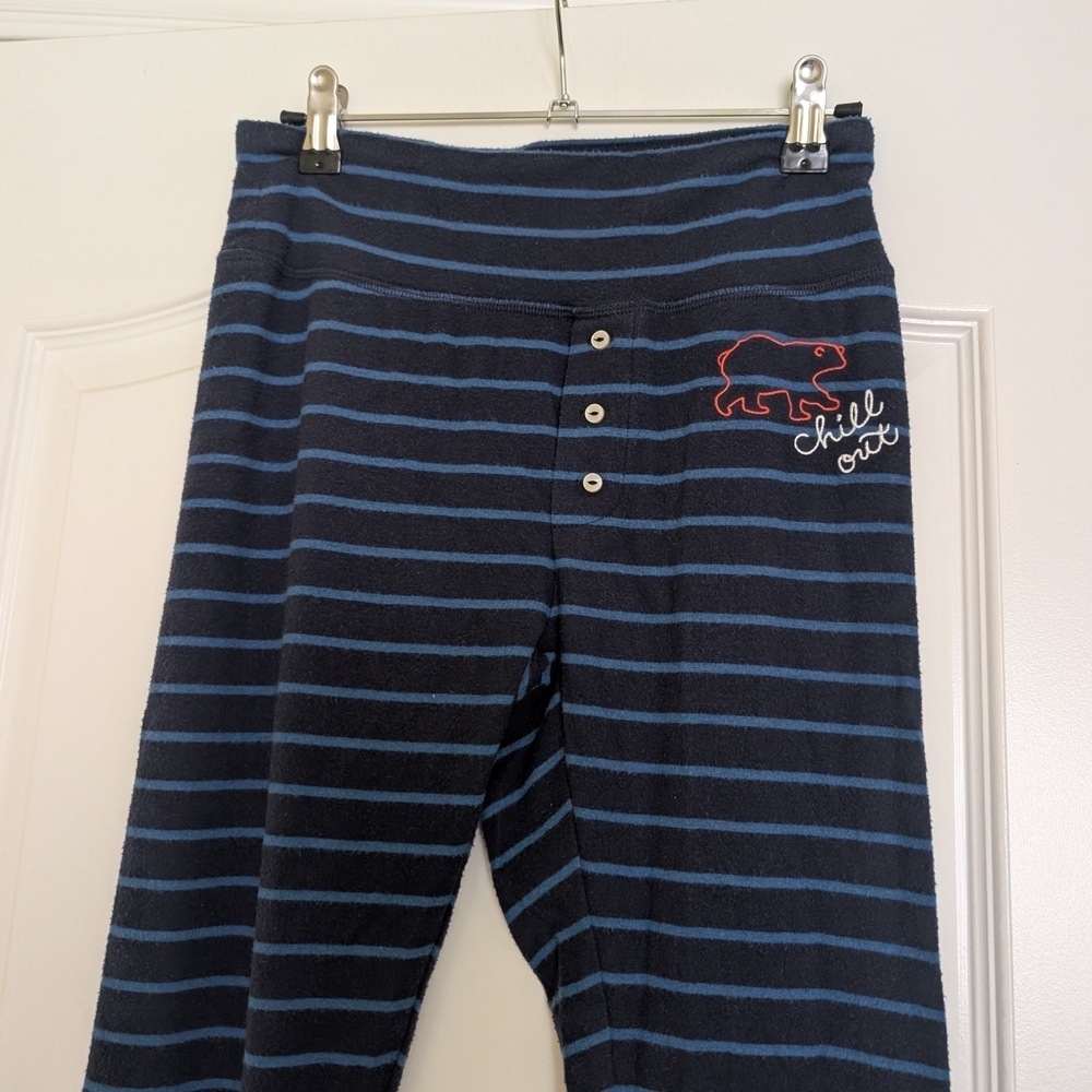 Aerie Blue Striped Lounge Pants With Chill Out Bear Size Medium